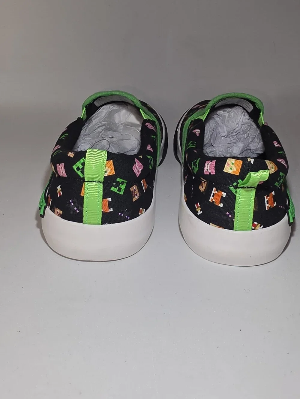 Minecraft Kids Slip-On Sneakers in Black & Green